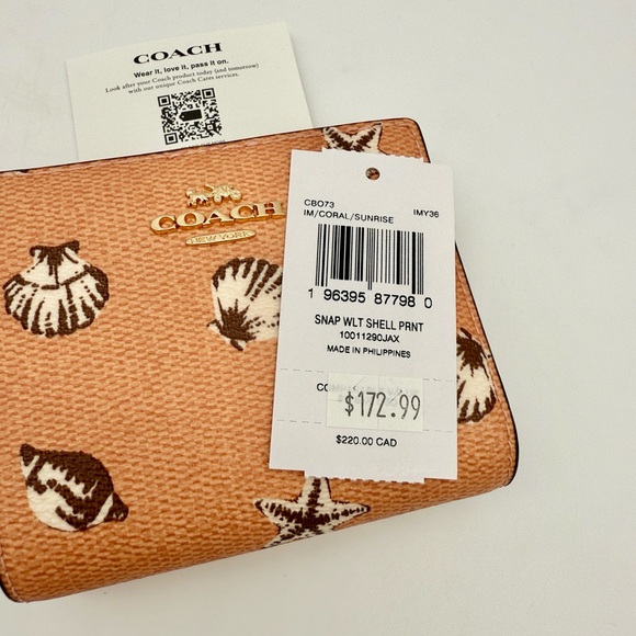 Coach Snap Wallet with Shell Print IM/ Coral/Sunrise - Picture 10 of 15